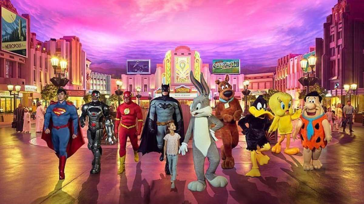 Superman Flying By An Etihad Aircraft Over Warner Bros. World™ Yas Island, Abu Dhabi!