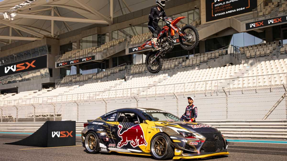 Daring World Supercross Stunt Featuring Iconic Uae Iconic Car Drifter Ignites Excitement On Yas Island