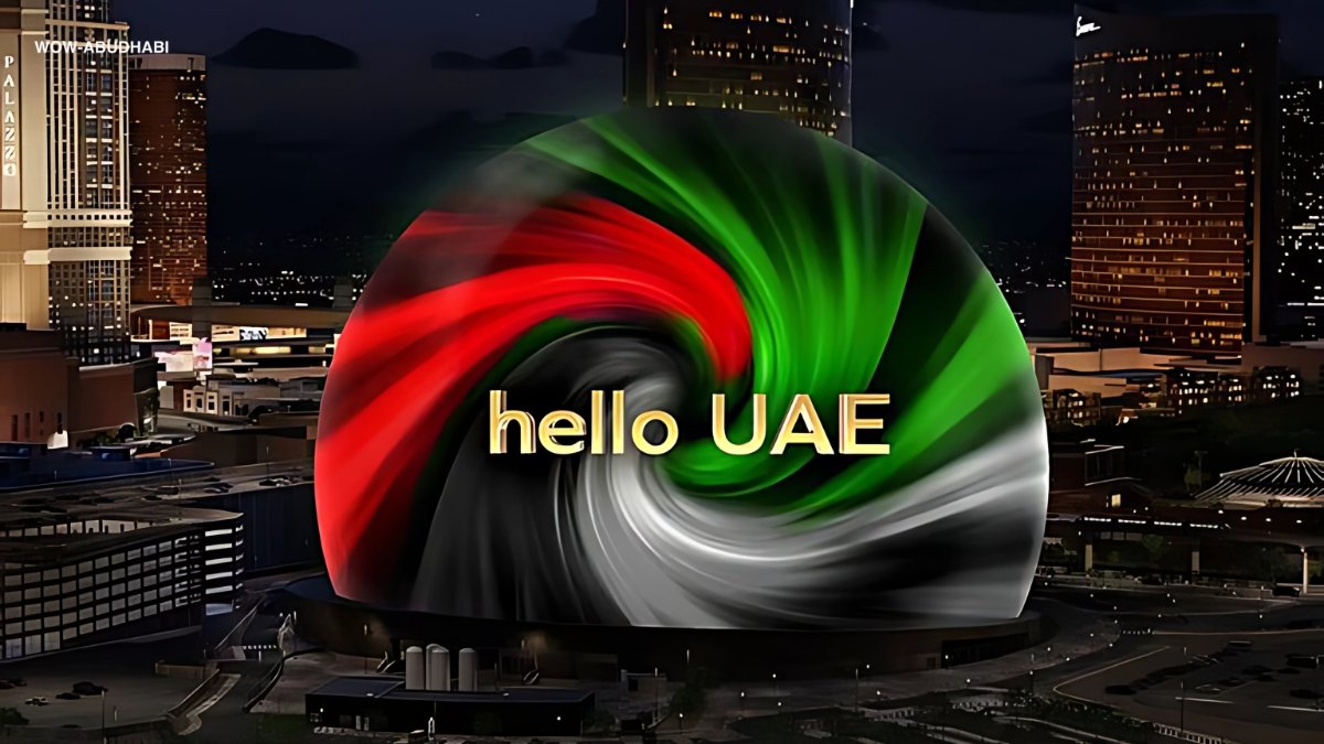 design render of Sphere Abu Dhabi against city skyline