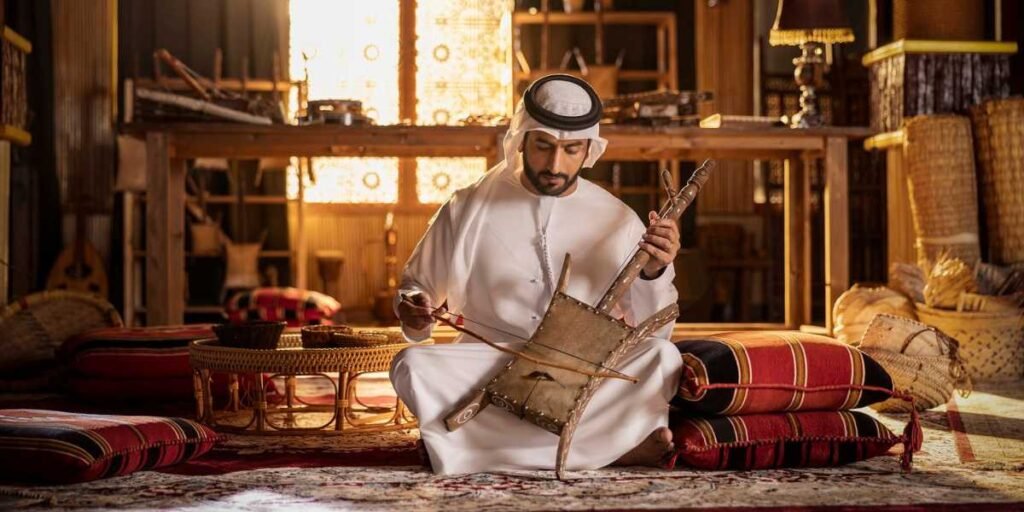 Musician playing traditional Emirati instrument